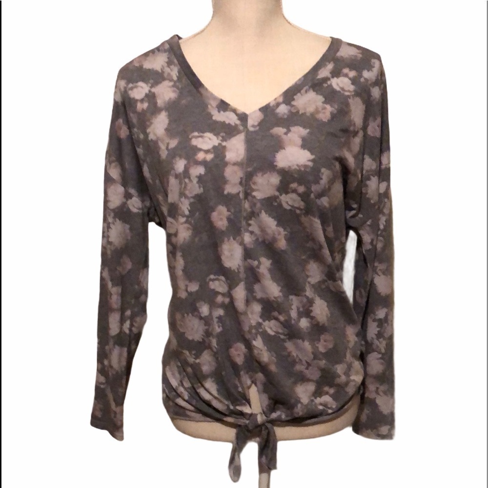 Chasor front tie pullover top, gray, large